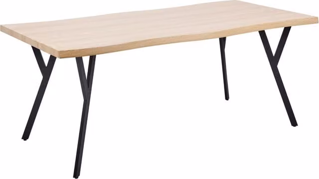 Tavolo da cucina e sala da pranzo moderno BELIANI rettangolare con piano in MDF laminato opaco e gambe in metallo, L: 200 cm, P: 90 cm, H: 76 cm, per 8 persone