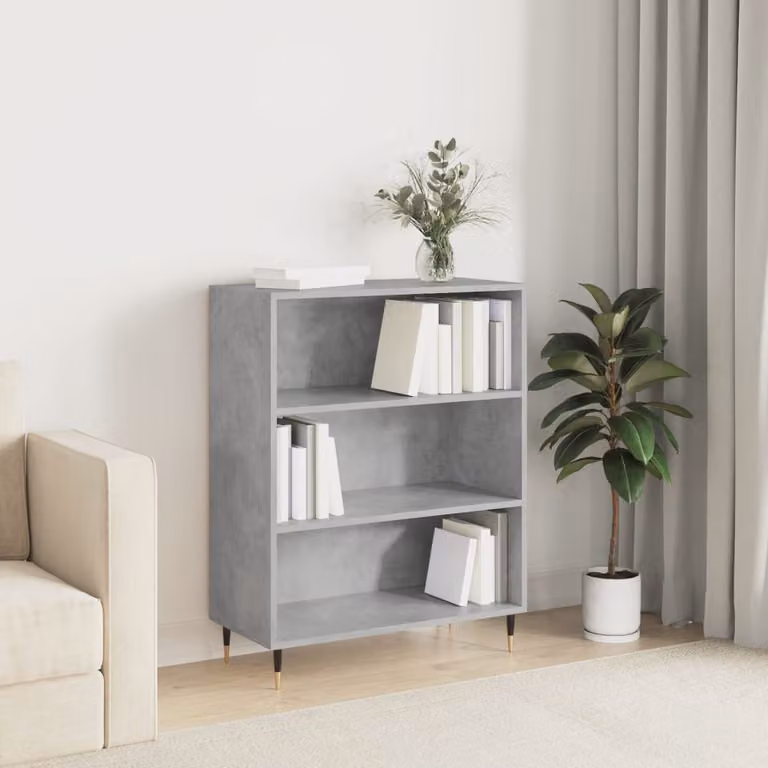 Libreria moderna vidaXL in legno e metallo, Grigio e Marrone, L: 69,5 cm, P: 32,5 cm, H: 90 cm
