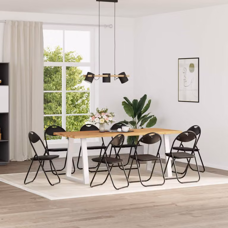 Set di 8 sedie pieghevoli vidaXL in pelle sintetica nera per sala da pranzo e ufficio, L/P/H: 48 x 43,5 x 81 cm