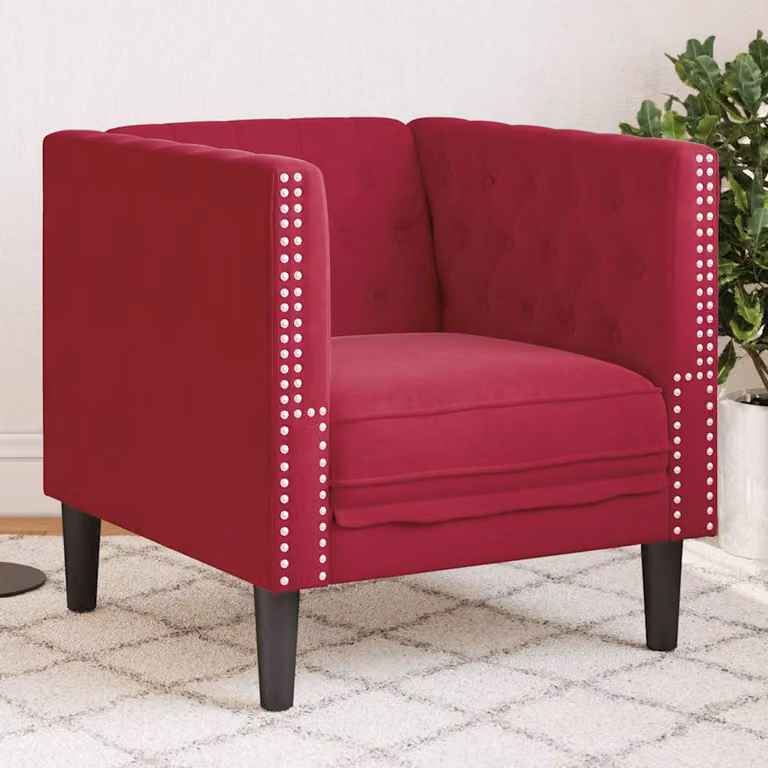 Poltrona Chesterfield vidaXL in Velluto Rosso per il tuo Soggiorno