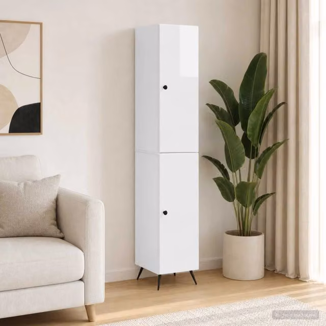 Set di 2 armadi moderni vidaXL in MDF bianco lucido per camera da letto o ufficio