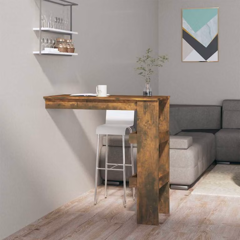 Bancone da muro vidaXL in legno multistrato color rovere fumo L: 102 cm, P: 45 cm, H: 103,5 cm