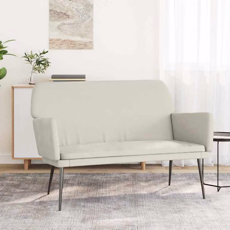 Panca moderna vidaXL in velluto beige con braccioli per soggiorno L: 108 cm, P: 79 cm, H: 79 cm