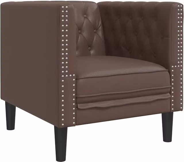 Poltrona Relax Chesterfield in Similpelle Marrone con Braccioli