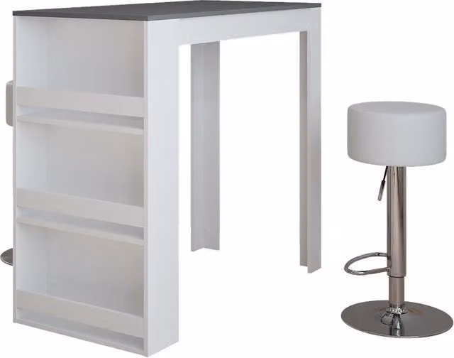 Set tavolo bar con 2 sgabelli Vicco Repose Bianco e Antracite L: 117 cm, P: 57 cm