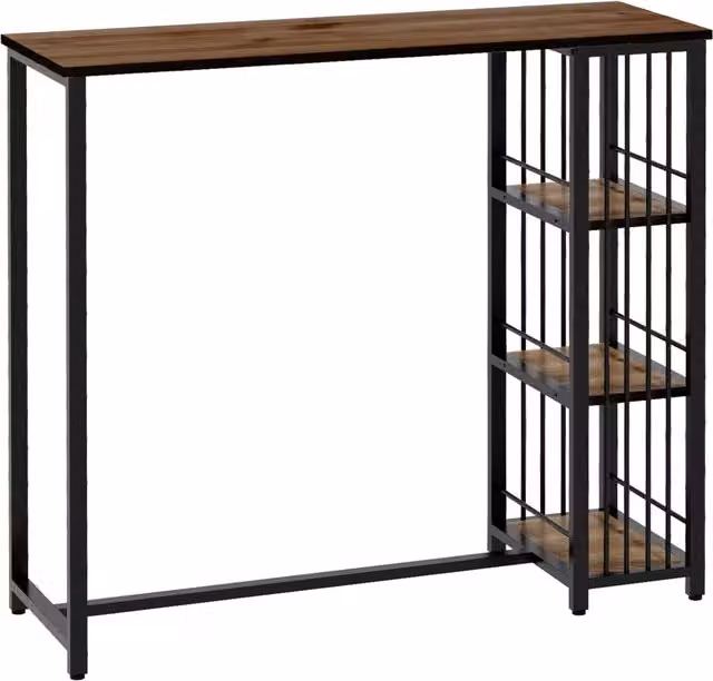 Tavolo bar alto XYLO con 3 ripiani in stile industrial, nero e marrone, L/P/H: 120 x 40 x 105 cm