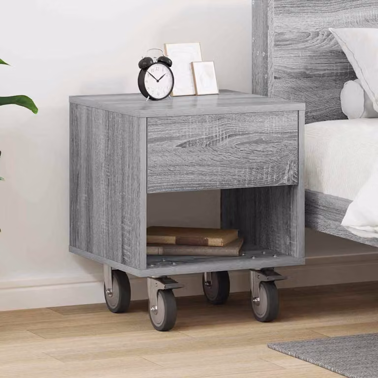 Comodino moderno vidaXL in legno ingegnerizzato grigio, L 40,5 cm x P 40 cm x H 48 cm