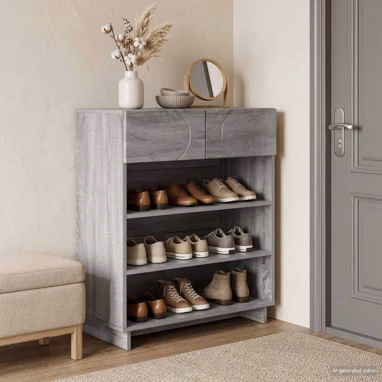 Scarpiera moderna vidaXL in legno e MDF grigio, L: 73 cm, P: 38 cm, H: 87,5 cm