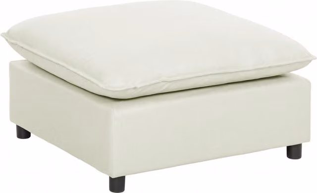 Pouf poggiapiedi moderno HOMCOM in tessuto bianco crema, diametro 75 cm