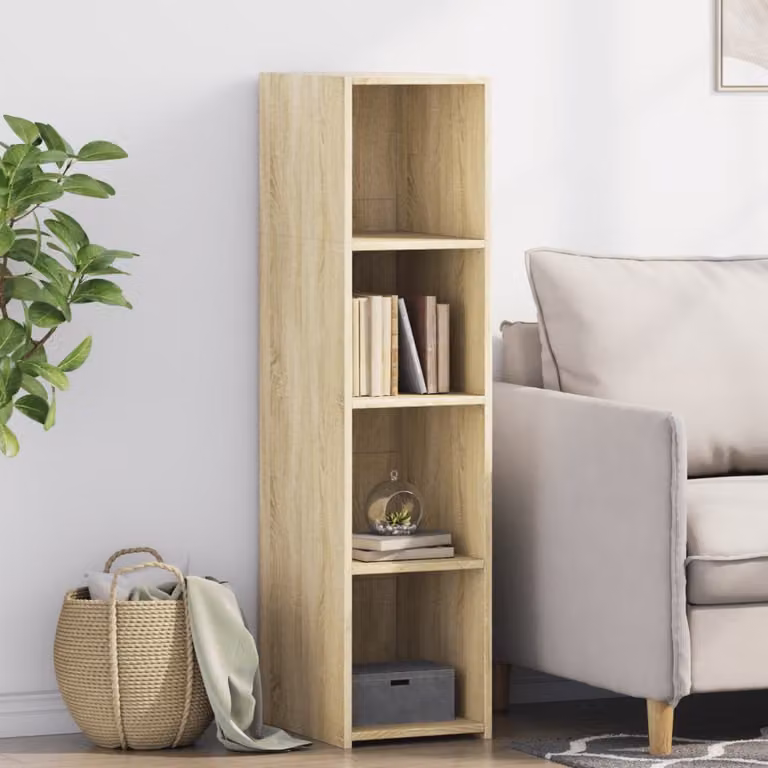 Credenza moderna vidaXL in legno multistrato color rovere Sonoma, L 124 cm x P 41 cm x H 30 cm