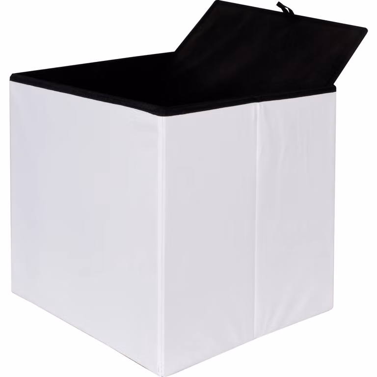 Pouf Contenitore VESTIAMO CASA in ecopelle Bianco L/P/H: 38 x 38 x 38 cm