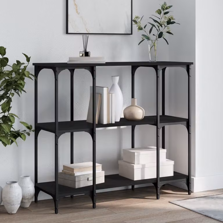 vidaXL Tavolino Consolle Nero in Legno e Metallo, L 102 x P 35 x H 90 cm