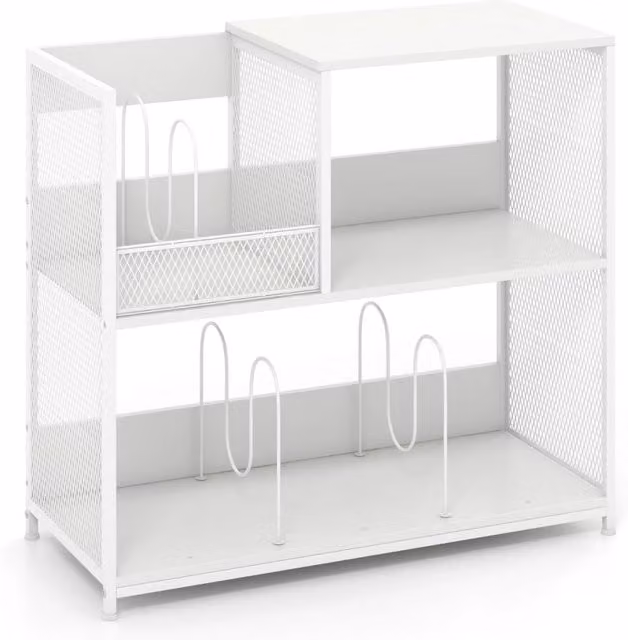Tavolino per giradischi DESIGN IN con struttura in metallo e 3 ripiani, Bianco