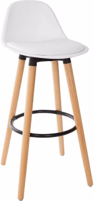 Sgabello moderno Atmosphera Createur d'interieur con gambe in legno di faggio e seduta in tessuto bianco