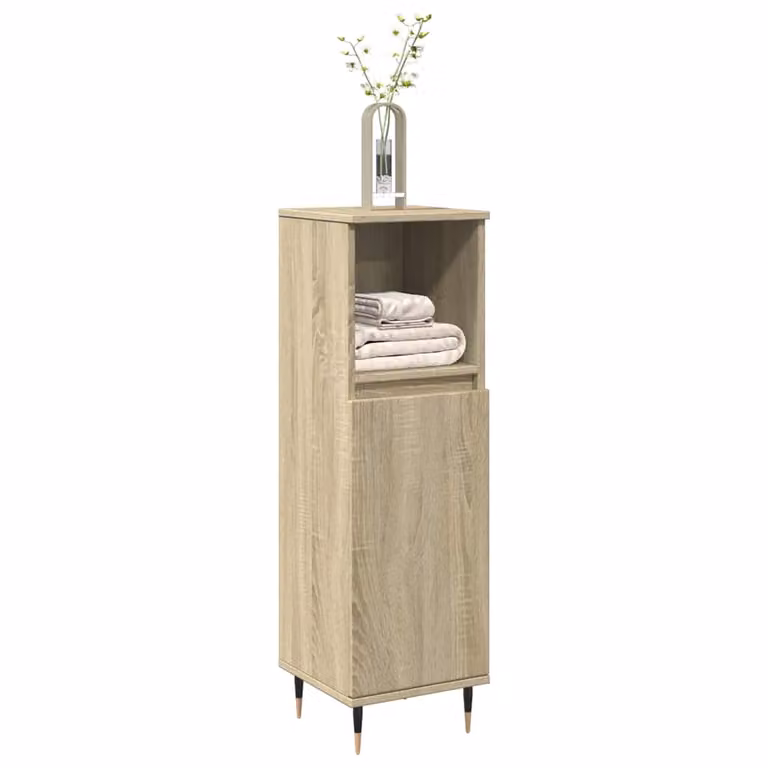 Armadietto da bagno sospeso vidaXL in legno Rovere Sonoma, L/P/H: 30 x 30 x 100 cm
