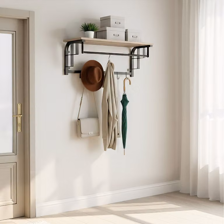 Armadio pensile industriale TecTake GmbH in rovere con finitura opaca marrone