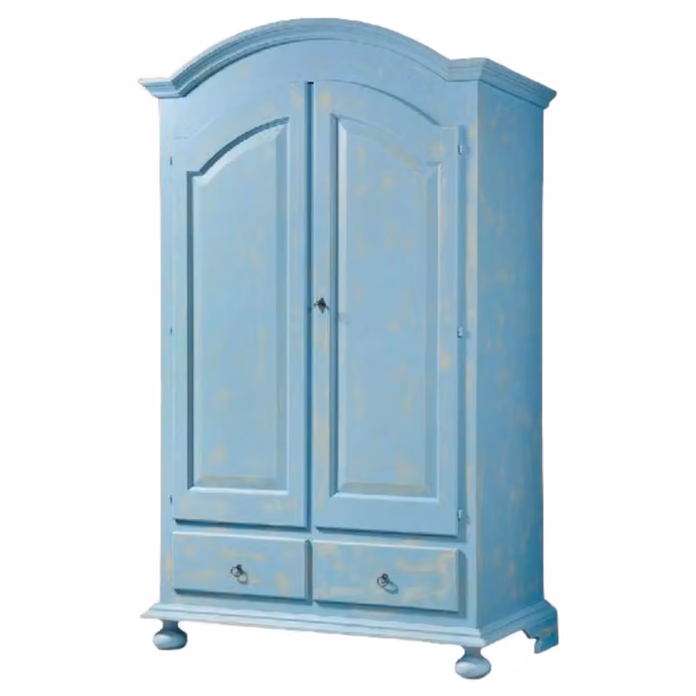 Armadio a 2 ante in stile shabby chic Mobili 2G colore azzurro L: 125 cm, P: 61 cm, H: 200 cm