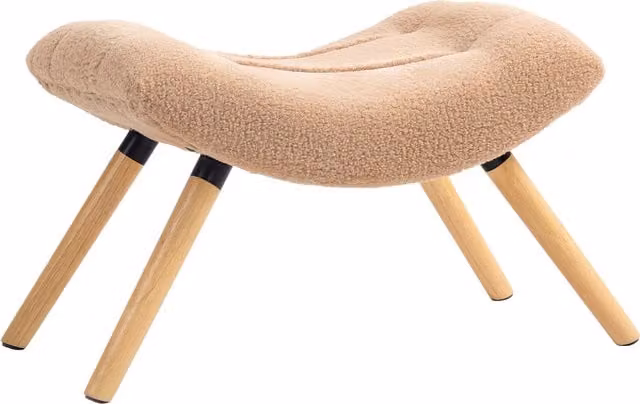 Pouf moderno HOMCOM con rivestimento in pile e gambe in legno, imbottito, colore marrone