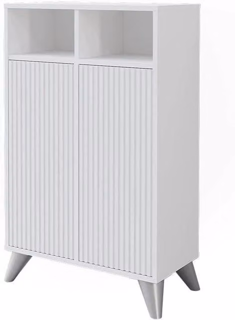 Mobiletto bagno moderno Vicco Leano bianco con 2 ante e ripiani interni L 60 cm x H 97 cm