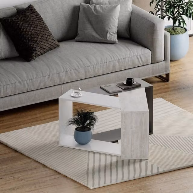 Tavolino da salotto Trio Effezeta Italia colore cemento bianco e grigio