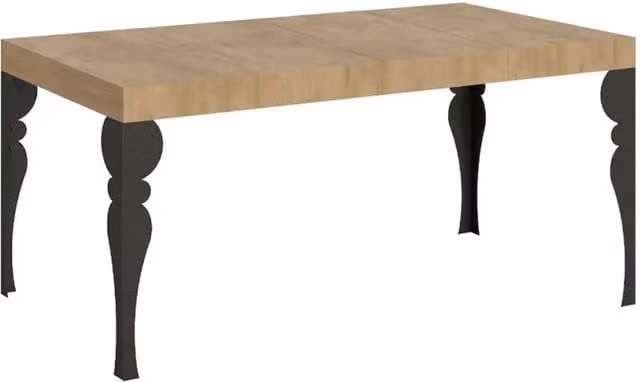 Tavolo allungabile moderno Itamoby in legno rovere e metallo, colore marrone e antracite