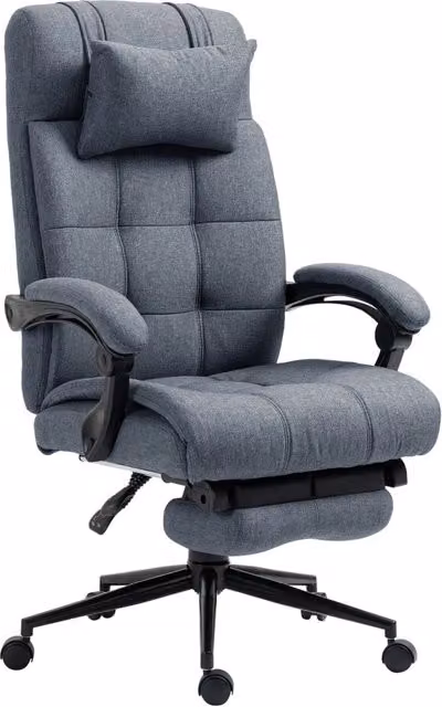 Sedia Poltrona Presidenziale da Ufficio Executive GIORDANOSHOP Grigia con Poggiapiedi e Riposo Testa L: 70 cm, P: 66 cm, H: 116-124 cm