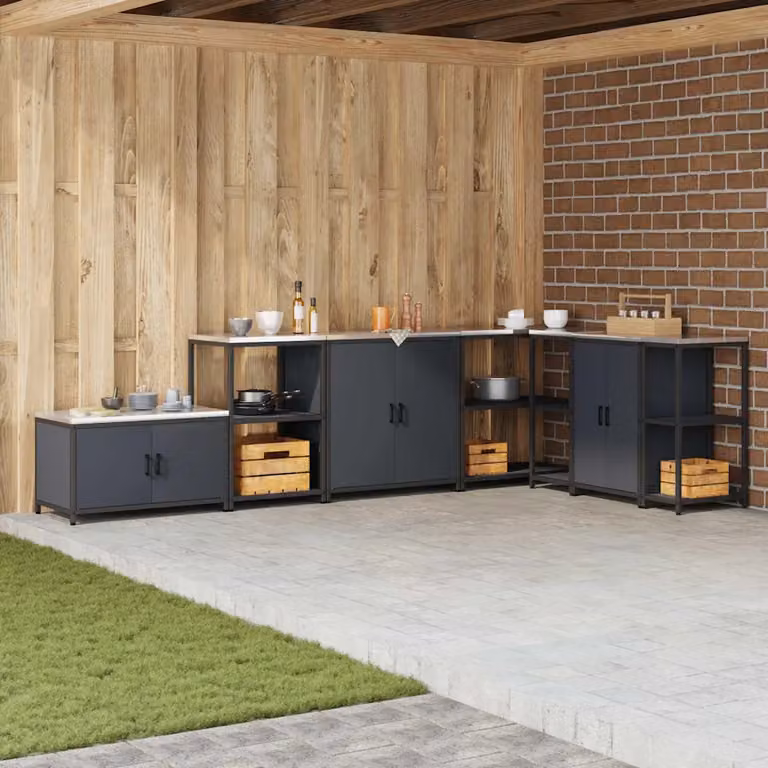 Unità di scaffali per cucina e giardino vidaXL HATTEM in metallo antracite L: 60 cm, P: 50 cm, H: 92 cm
