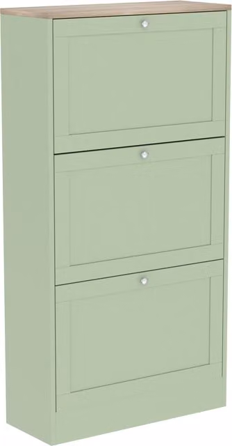 Scarpiera moderna HOMCOM verde con 3 ante ribaltabili per 18 paia di scarpe, L: 60 cm, P: 23,5 cm, H: 115 cm