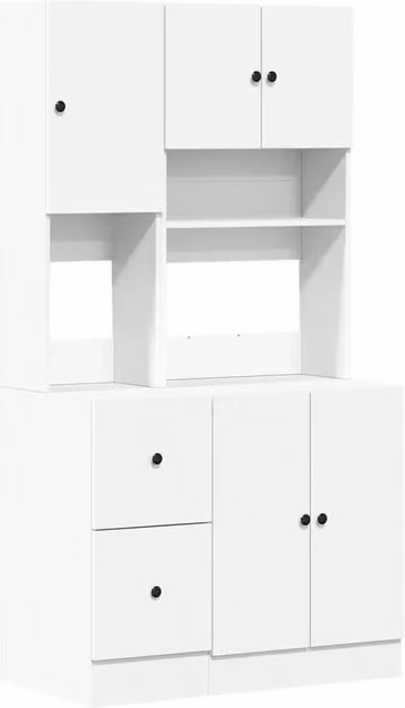 Mobile da cucina moderno HELLOSHOP26 bianco con vano contenitore e ripiani interni, L/P/H: 95 x 50 x 180 cm