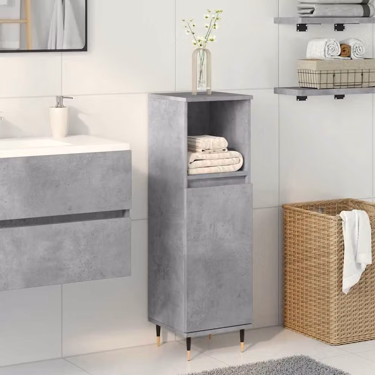 Armadietto da bagno vidaXL in stile industriale grigio con ante a battente e ripiani interni L/P/H: 30 x 30 x 100 cm