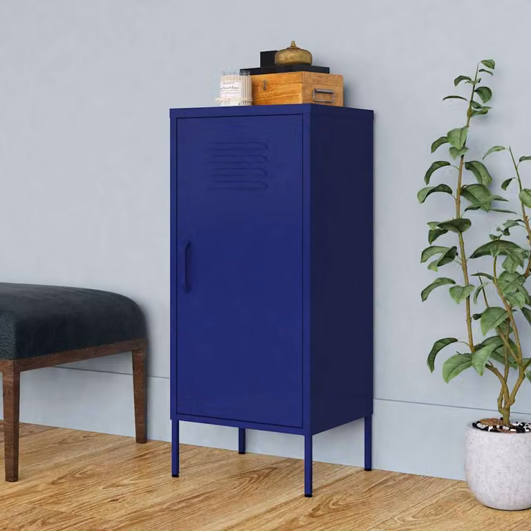 Armadietto a muro vidaXL in metallo blu opaco con ripiani interni e ante a battente L/P/H: 42,5 x 35 x 101,5 cm