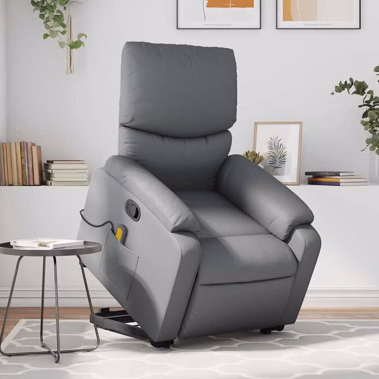 Poltrona Alzapersona Reclinabile con Assistenza Elettrica vidaXL in Similpelle Grigia