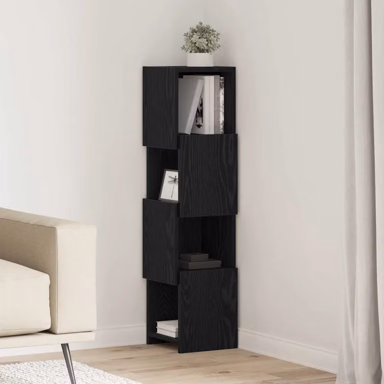Mobile angolare vidaXL in legno ingegnerizzato Rovere Nero, L 25,5 cm x P 25 cm x H 102 cm
