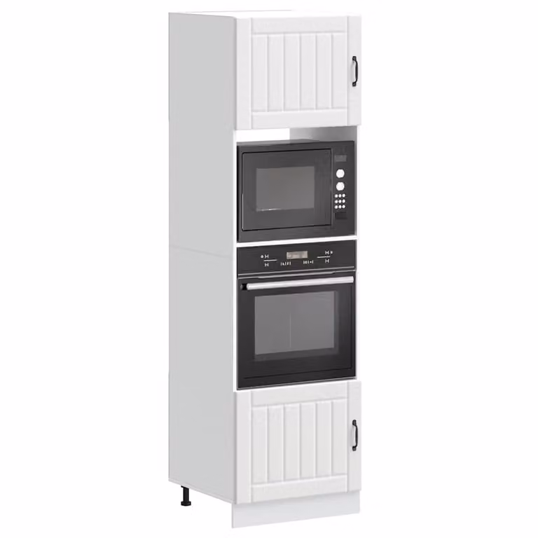 Set di 2 armadi per forno vidaXL Lucca bianchi in legno MDF per cucina moderna