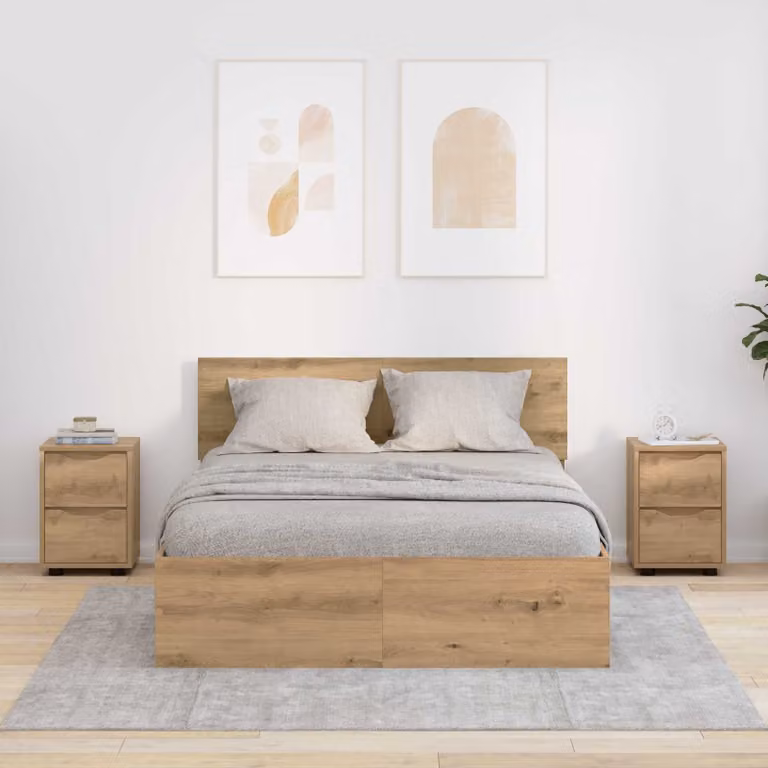 Set di 2 comodini moderni vidaXL in rovere, L 30,5 cm x P 30 cm x H 43 cm