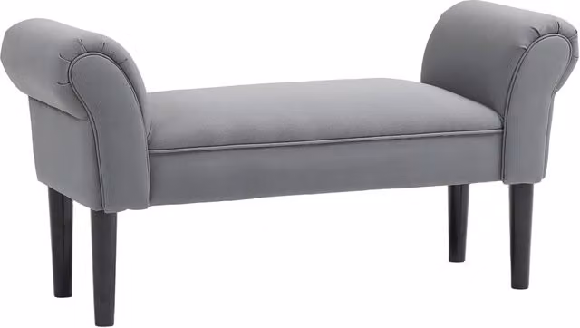 Pouf imbottito Minimal in tessuto grigio con gambe in legno L/P/H: 45 x 45 x 45 cm