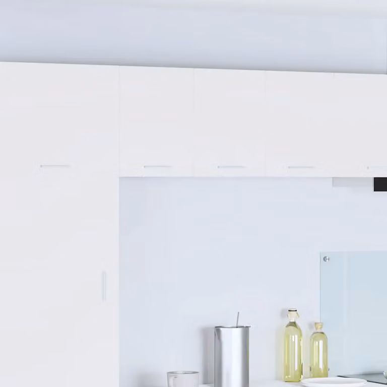 Set di 2 armadi pensili da cucina vidaXL bianchi in MDF con ante a battente e ripiani interni, design moderno e finitura opaca