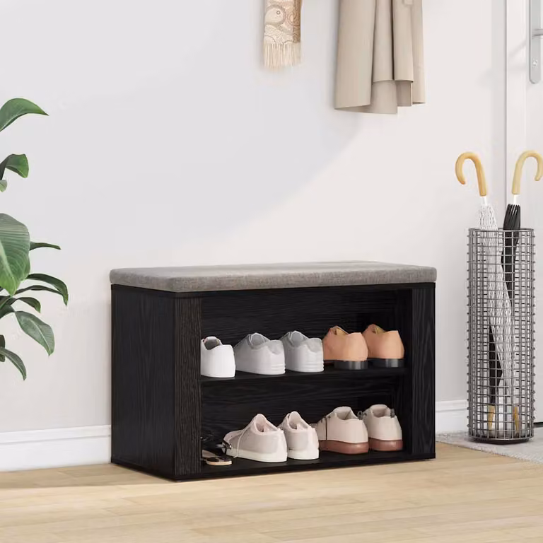 Scarpiera moderna vidaXL in legno MDF nero L: 75 cm, P: 35 cm, H: 45 cm