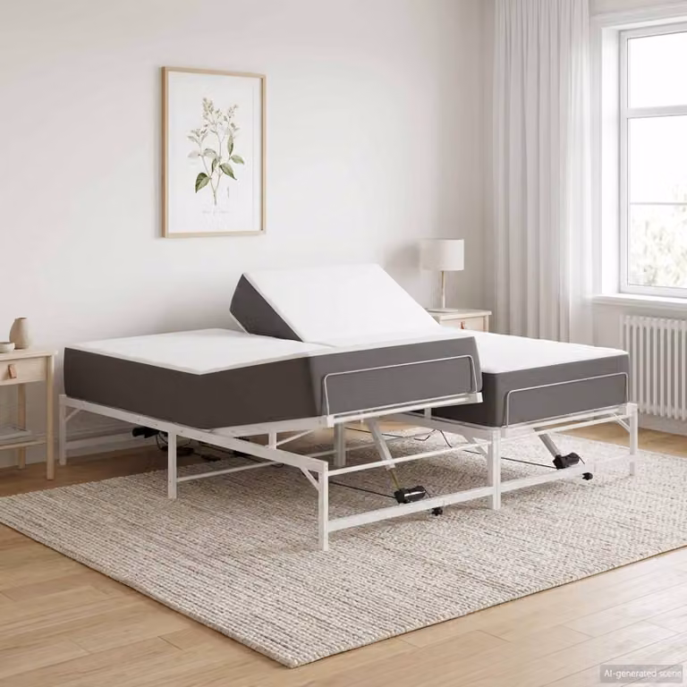 vidaXL Telaio Letto Elettrico Motorizzato in Metallo Bianco L/P: 200 x 200 cm