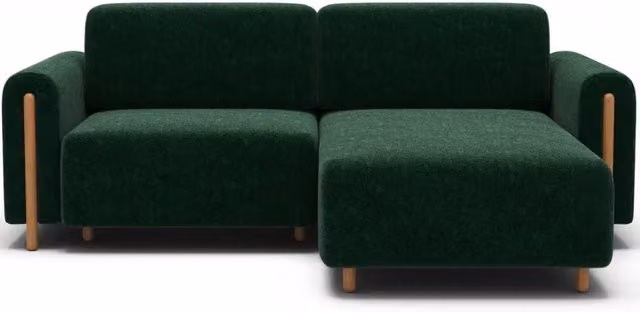Divano ad angolo convertibile ARVESSA MEUBLORAMA verde smeraldo in tessuto bouclé con funzione letto e angolo destro L/P/H: 244 x 154 x 95 cm