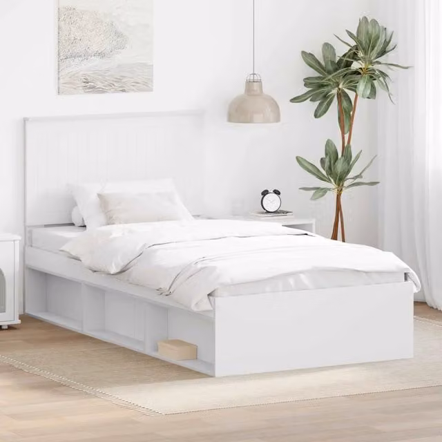 Struttura del letto in pino massello bianco vidaXL L/P/H: 200 x 100 x 103 cm