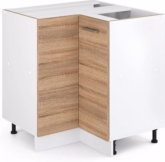 Armadio ad angolo universale Vicco R-Line in finitura Sonoma Sand con ante, L: 75.6 cm, P: 46.0 cm, H: 81.6 cm