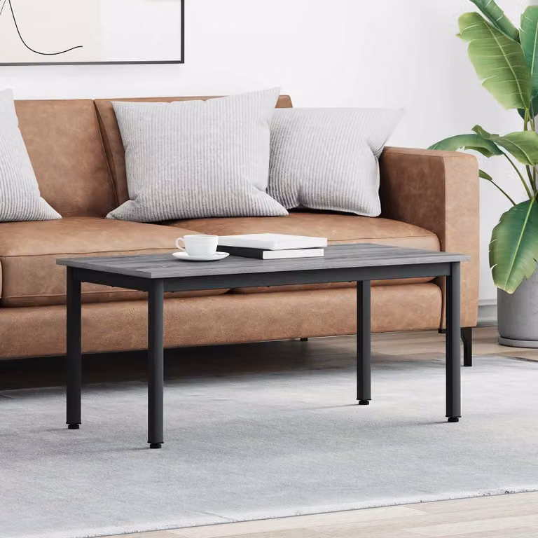 vidaXL Tavolino da salotto moderno in MDF e metallo grigio L: 100 cm, P: 50 cm, H: 45 cm