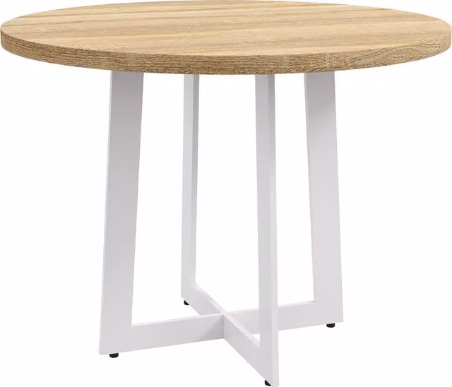 Tavolo da pranzo rotondo moderno HOMCOM per 4 persone, Legno naturale e Bianco, Ø 100 x H 75 cm