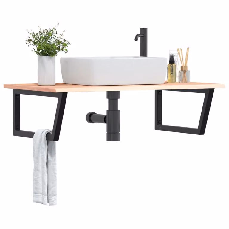 vidaXL Ripiano a Parete per Lavabo in Rovere e Metallo Nero e Marrone