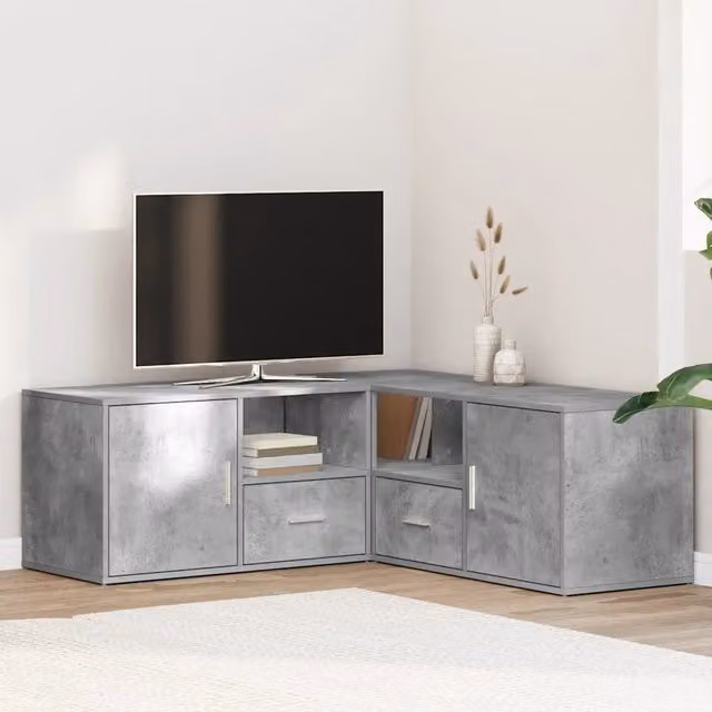 Mobile Angolare Moderno vidaXL Grigio con Pannello Posteriore in MDF e Legno L/P/H: 200 x 40 x 45 cm