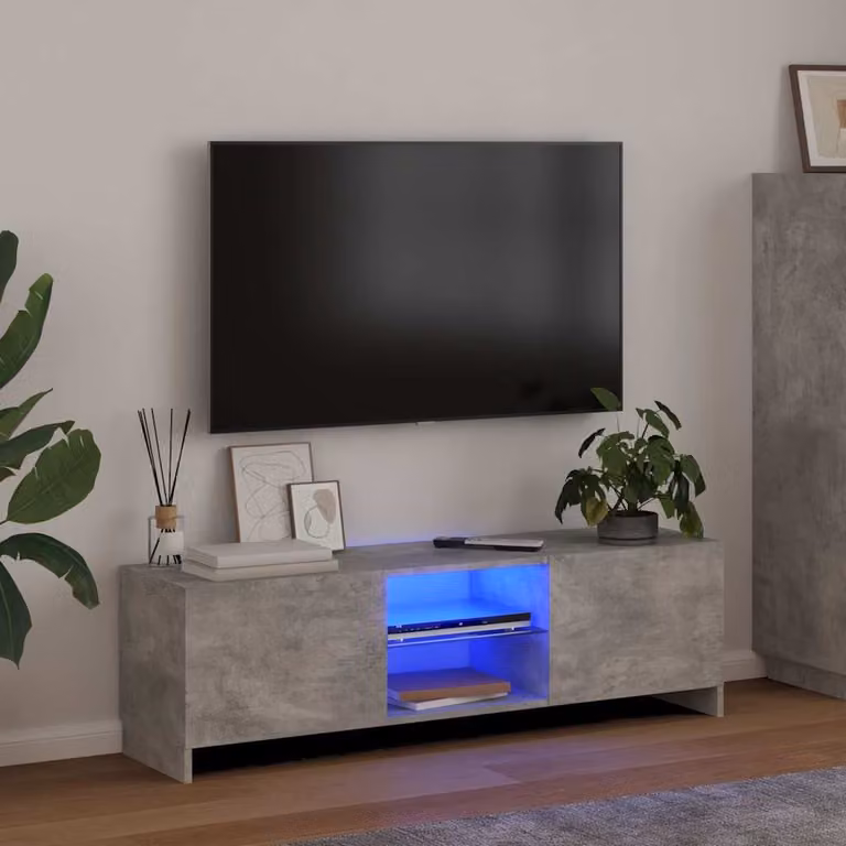 Mobile Porta TV Moderno vidaXL con Luci LED Integrate Grigio, L 120 x P 30 x H 36 cm