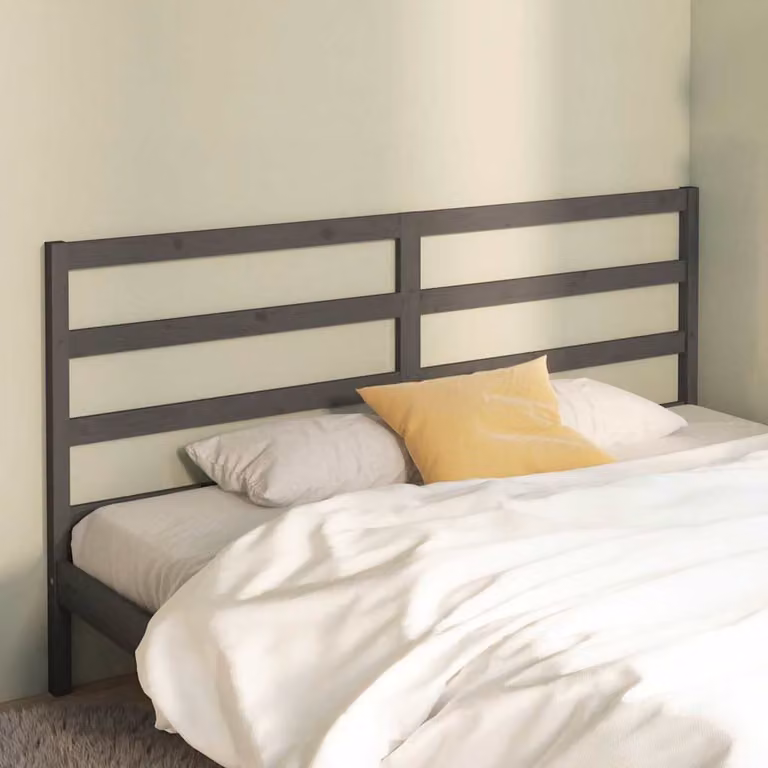 Testiera per letto vidaXL in legno massello di pino grigio, stile rustico, L: 206 cm, P: 4 cm, H: 100 cm
