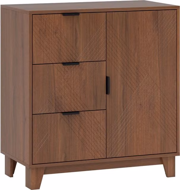 Buffet da soggiorno HOMCOM marrone con anta, 3 cassetti soft close e ripiano regolabile, L 75 cm x P 39 cm x H 80 cm