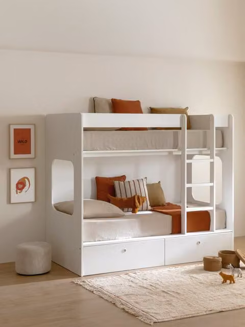 Letto a castello per bambini con cassetti Kenay Home bianco